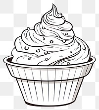 PNG Ice cream in cup dessert cupcake sketch.