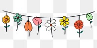 PNG Colorful flowers light string pattern plant line.