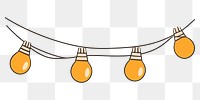 PNG Orange christmas light string lightbulb line white background.