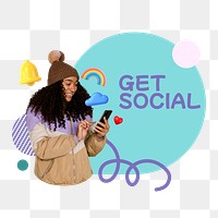 Get social png word sticker typography, transparent background. BANGKOK, THAILAND, 12 JANUARY 2023