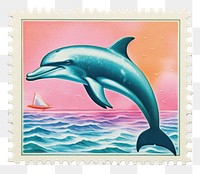 PNG  Dolphin Risograph style animal mammal fish.