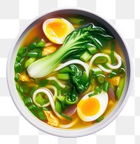 PNG Bowl of noodle soup egg food.