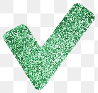 PNG Check mark icon glitter green white background.