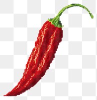 PNG  Cross stitch chilli vegetable plant food.