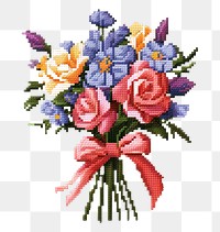 PNG  Cross stitch flower bouquet embroidery needlework graphics.