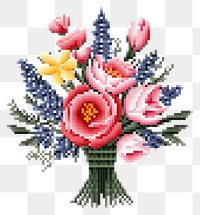 PNG  Cross stitch flower bouquet embroidery needlework graphics.