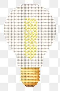 PNG  Cross stitch light bulb lightbulb white background electricity.
