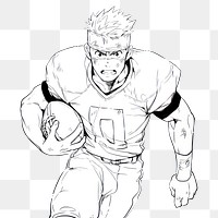 PNG American football player sketch cartoon drawing.