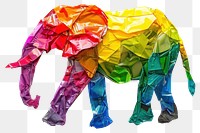 PNG Elephant made from polyethylene origami art white background.