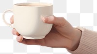 PNG Close up of hand holding hot chocolate coffee drink cup.