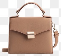 PNG Brown leather hand bag handbag purse white background.