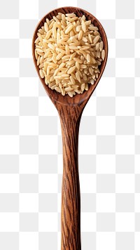 PNG Brown rice in wood spoon food white background ingredient.