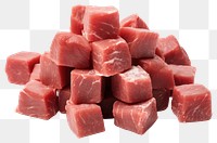 PNG Beef cubes meat food white background.