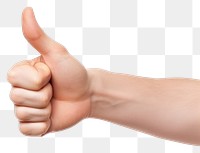 PNG Hand thumb up finger white background gesturing.
