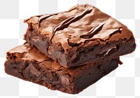 PNG Two fudgy brownies confectionery chocolate dessert.