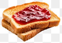 PNG Bitten slice of toasted bread with jam food white background strawberry.