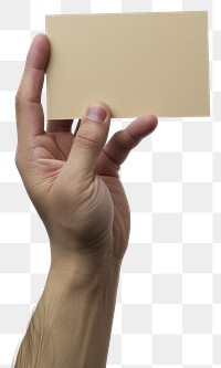 PNG Open the palm of the hand hold beige flat card finger paper white background.