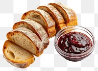 PNG Bread with jam ketchup food white background.