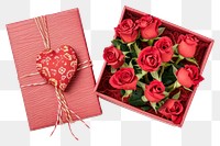 PNG Gift box with bouquet flower plant rose.
