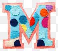 PNG  Letter M cute felt art pattern craft text.