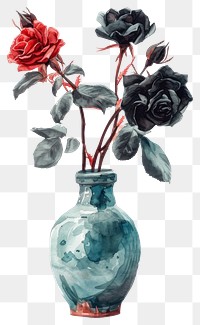 PNG  Vase flower watercolor rose art craft.