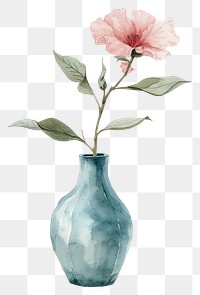 PNG  Vase watercolor flower plant art.