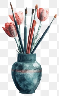 PNG  Vase watercolor brush paintbrush craft.