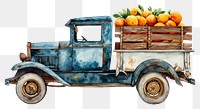 PNG  Vintage car watercolor fruit vehicle truck.