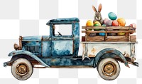 PNG  Vintage car watercolor vehicle easter truck
