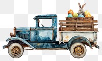 PNG  Vintage car watercolor vehicle easter truck.
