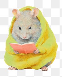 PNG Hamster reading book animal rat mammal.