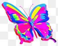 PNG  Black light oil painting butterfly purple animal yellow.