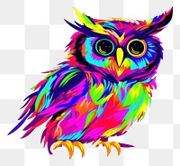 PNG  Black light oil painting owl purple pattern yellow.