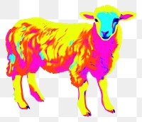 PNG  Black light oil painting little sheep livestock animal mammal.