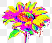 PNG  Black light oil painting sunflower purple pattern yellow.