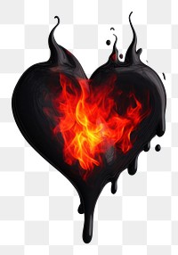 PNG Black burning heart icon flame fire symbol.