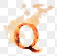 Burning letter Q fire glowing burning.