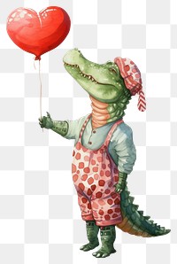 PNG  Crocodile watercolor balloon holding representation