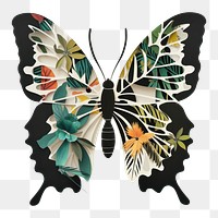 PNG Cut paper collage with butterfly art insect animal.