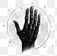 PNG Hand celestial drawing sketch tattoo