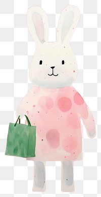 PNG Happy rabbit enjoy shopping animal art representation.