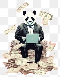 PNG Happy panda businessperson mammal laptop animal.