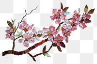 Mosaic tiles of sakura blossom flower plant.
