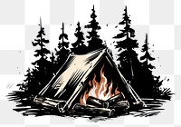 PNG A bonfire outdoors camping drawing.