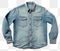PNG Faded denim shirt sleeve jacket blouse.