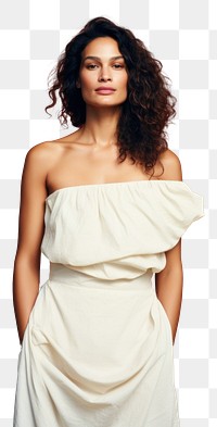 PNG Teen woman wearing blank white bandeau dress fashion portrait adult.