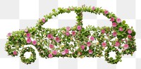 PNG Car shape made from little flower plant art accessories.