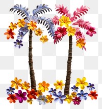 PNG Flat flower coconut trees silhouette shape nature plant art.