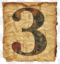 PNG Vintage Alphabet Number 3 number letter paper.