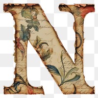 PNG Vintage Alphabet N art letter paper